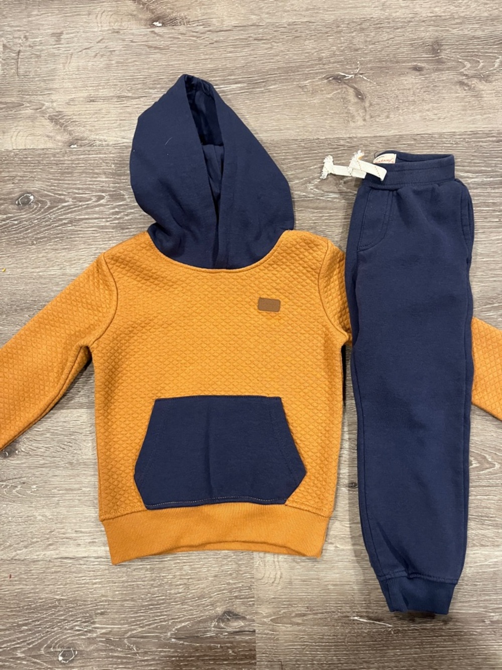 Weatherproof Kids Two-Tone Hoodie & Joggers - Mustard & Navy